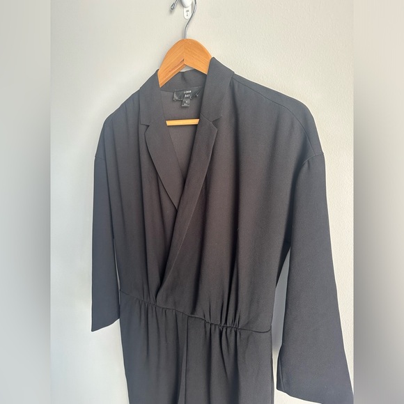 J. Crew 365 fabric faux wrap 3/5 sleeve black jumpsuit size 4 - Picture 4 of 8